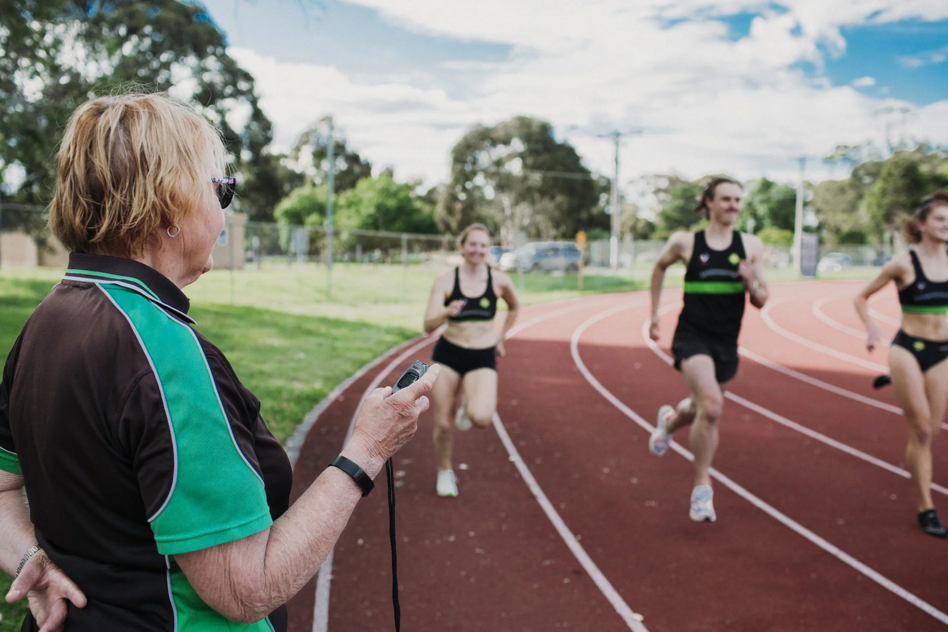 A Sandringham Athletic Club coach with athletes