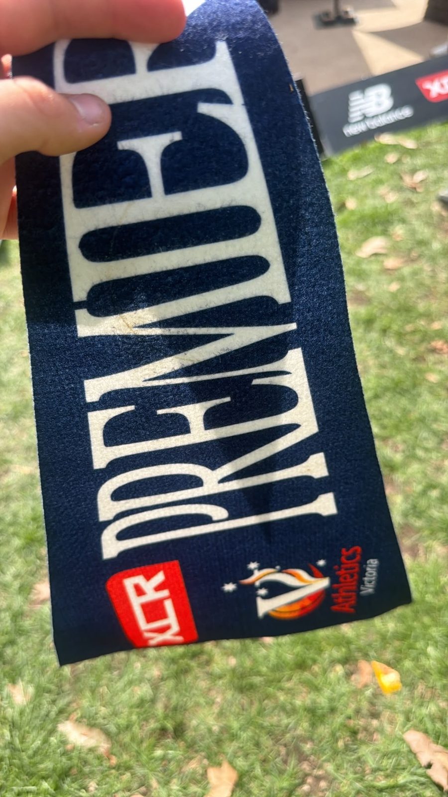 Close-up of the Athletics Victoria XCR Premiers pennant