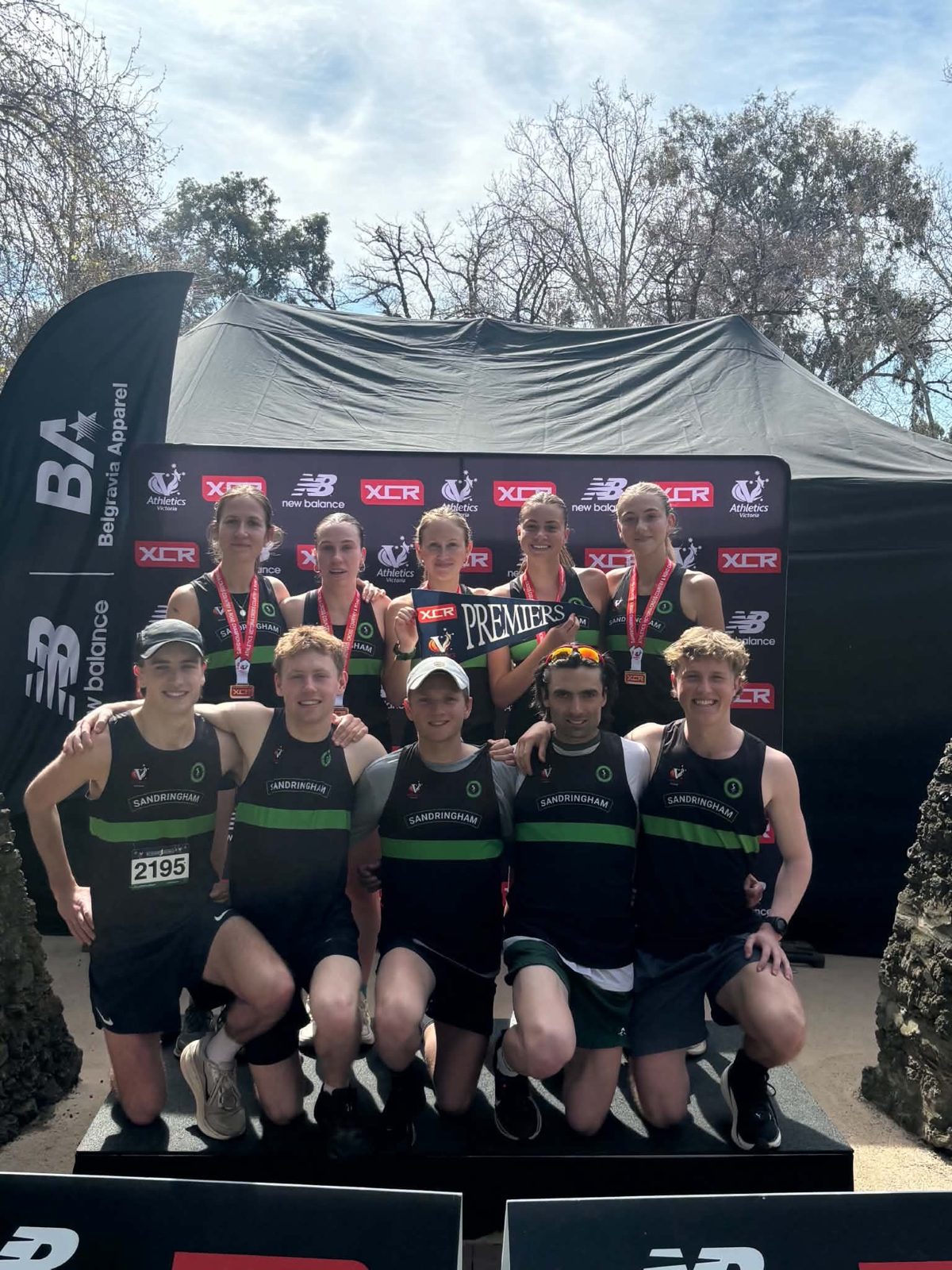 Sandringham’s women and men together on the podium after the Premier Division presentations