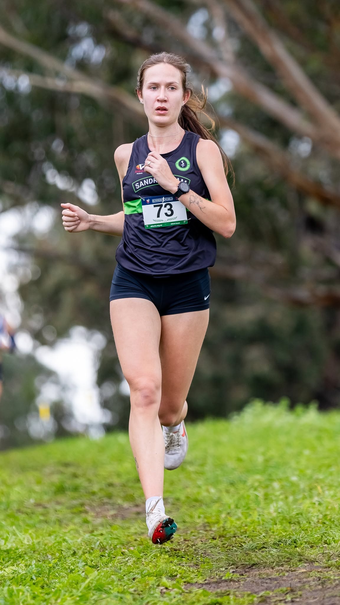 Sandy runner in the Female Open 10km at Bundoora