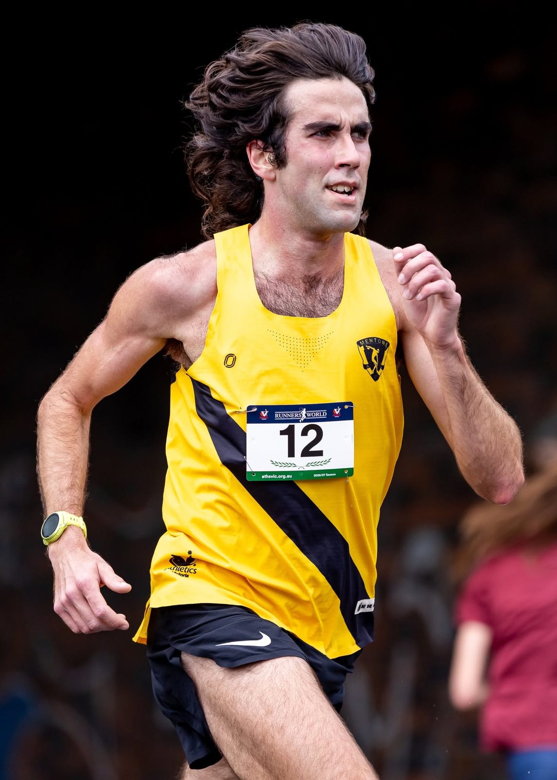 Seth O’Donnell of Mentone Athletic Club racing the men’s 15km at Burnley