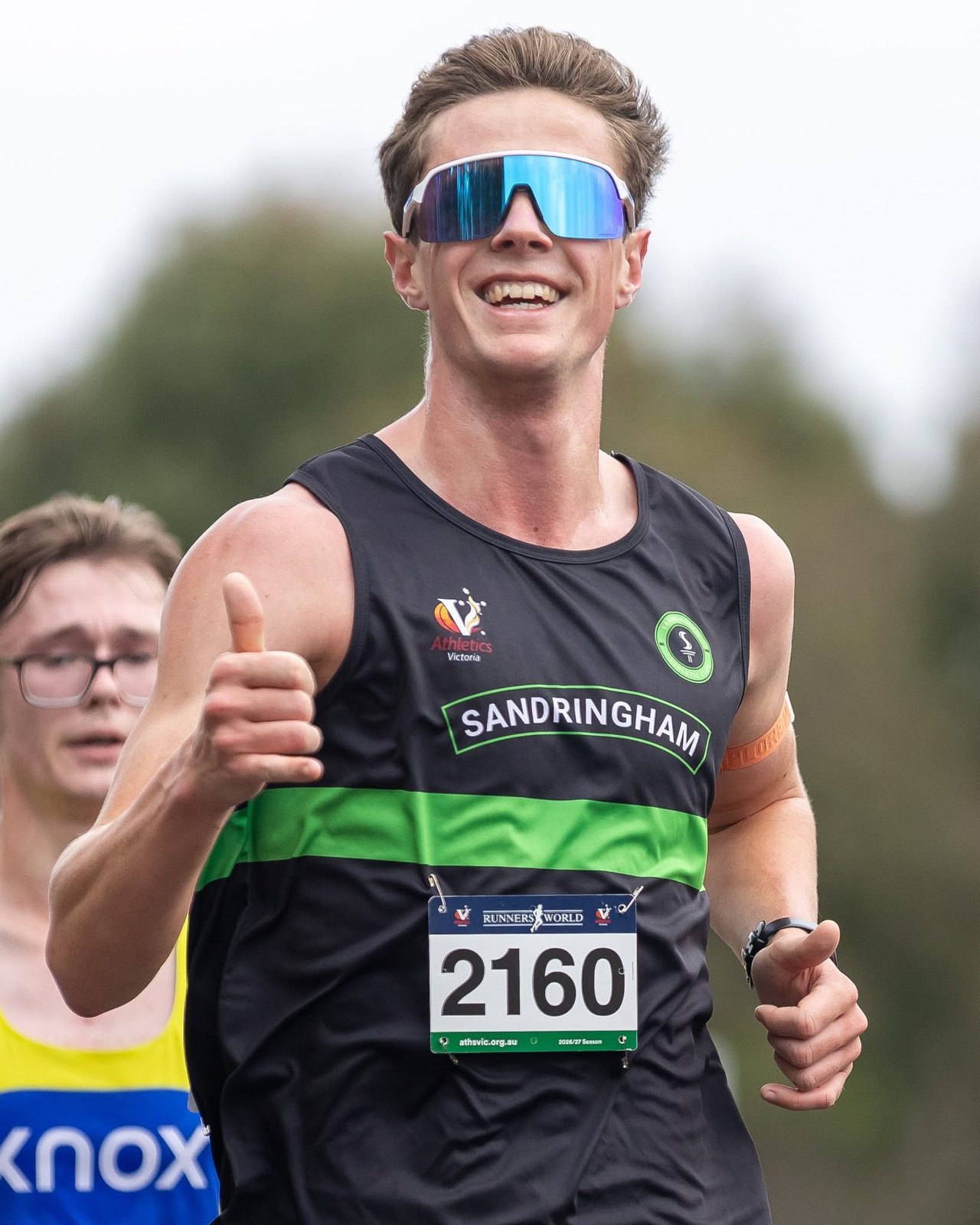 A Sandringham runner giving a thumbs up during the men’s 15km at Burnley