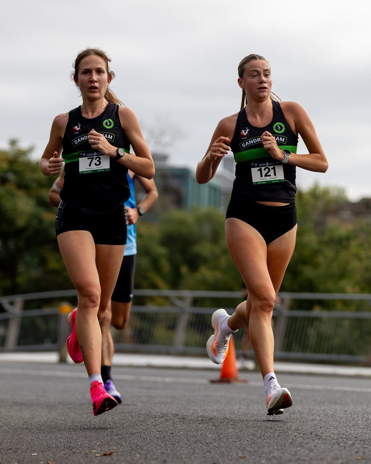 Two Sandringham women racing the 15km at Burnley